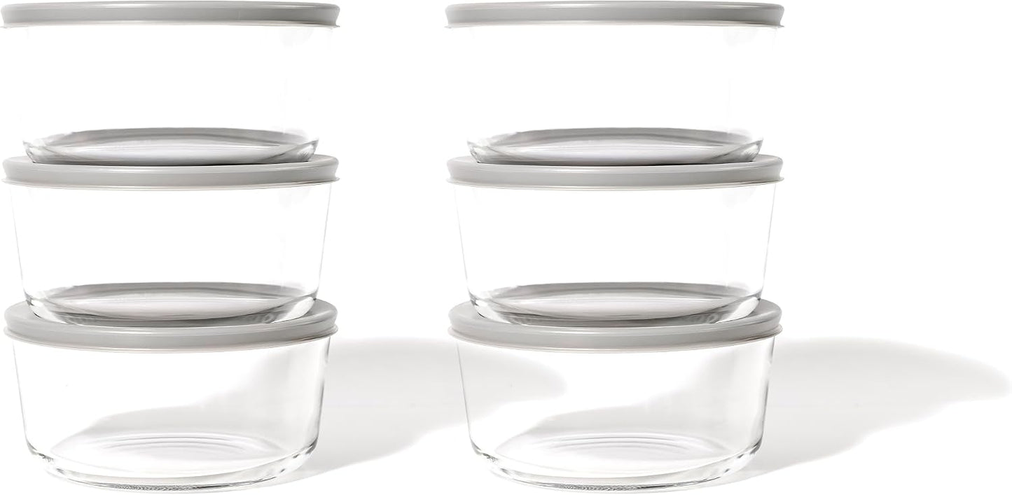 6-Piece Glass Food Storage Containers Set (3 Containers + 3 BPA-Free Lids) | 2-Cup, Leakproof | Microwave, Freezer, Oven & Dishwasher Safe | Ideal for Meal Prep & Pantry Organization, Pistachio