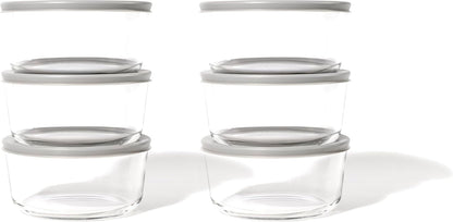 6-Piece Glass Food Storage Containers Set (3 Containers + 3 BPA-Free Lids) | 2-Cup, Leakproof | Microwave, Freezer, Oven & Dishwasher Safe | Ideal for Meal Prep & Pantry Organization, Pistachio