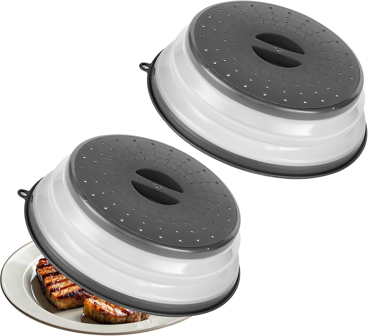 VEVOR Microwave Splatter Covers, 10.4" Collapsible Microwave Lid for Food, 300°F Heat-Resistant PP Splatter Guard for Plate Dish, Multi-Use Kitchen Colander Gadget for Washing Fruits Vegetables