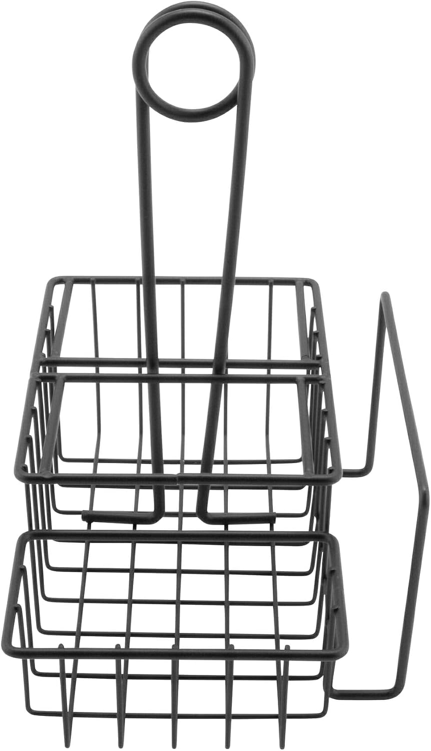 G.E.T. 4-31698 Black Metal Three Compartment Condiment Caddy with Menu Iron Powder Coated Table Caddies Collection