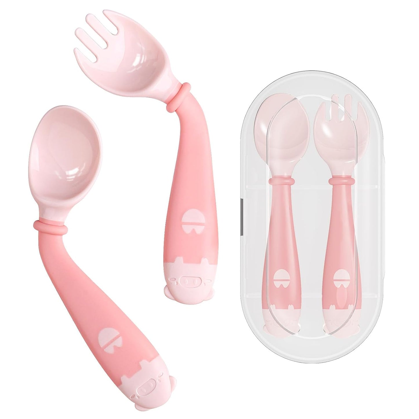 Deejoy Toddler Utensils - Stainless Steel Spoons and Forks, Kids Silverware Self Feeding Flatware Set with Travel Safe Case (Green)