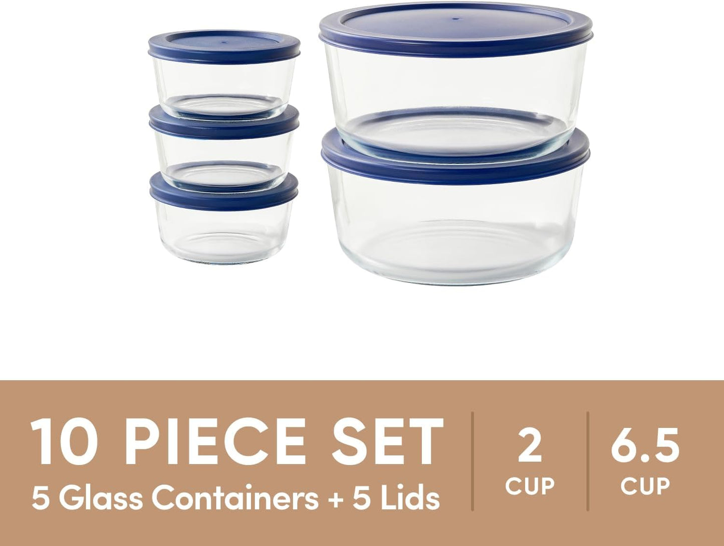 6-Piece Glass Food Storage Containers Set (3 Containers + 3 BPA-Free Lids) | 2-Cup, Leakproof | Microwave, Freezer, Oven & Dishwasher Safe | Ideal for Meal Prep & Pantry Organization, Pistachio