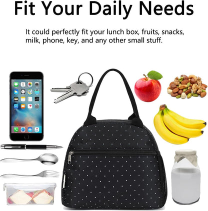 GYEUKHAM Lunch Bag Women, Lunch Box for Adult Men Kids Girls, Small Cute Lunchbox Tote Large Capacity Insulated Lunch Container Cooler for Work School Picnic Travel, Black White Stripes