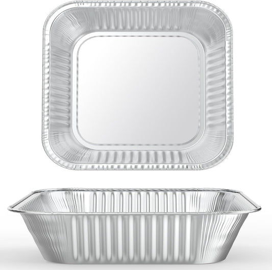 WANBAO 20 Pack Foil Pans with Plastic Lids 8 X 8 Inch Disposable Aluminum Tin Foil Baking Pans Meal Prep for Catering Party Meal Prep, Take Out, Freeze, Food Storage, Prepping Food