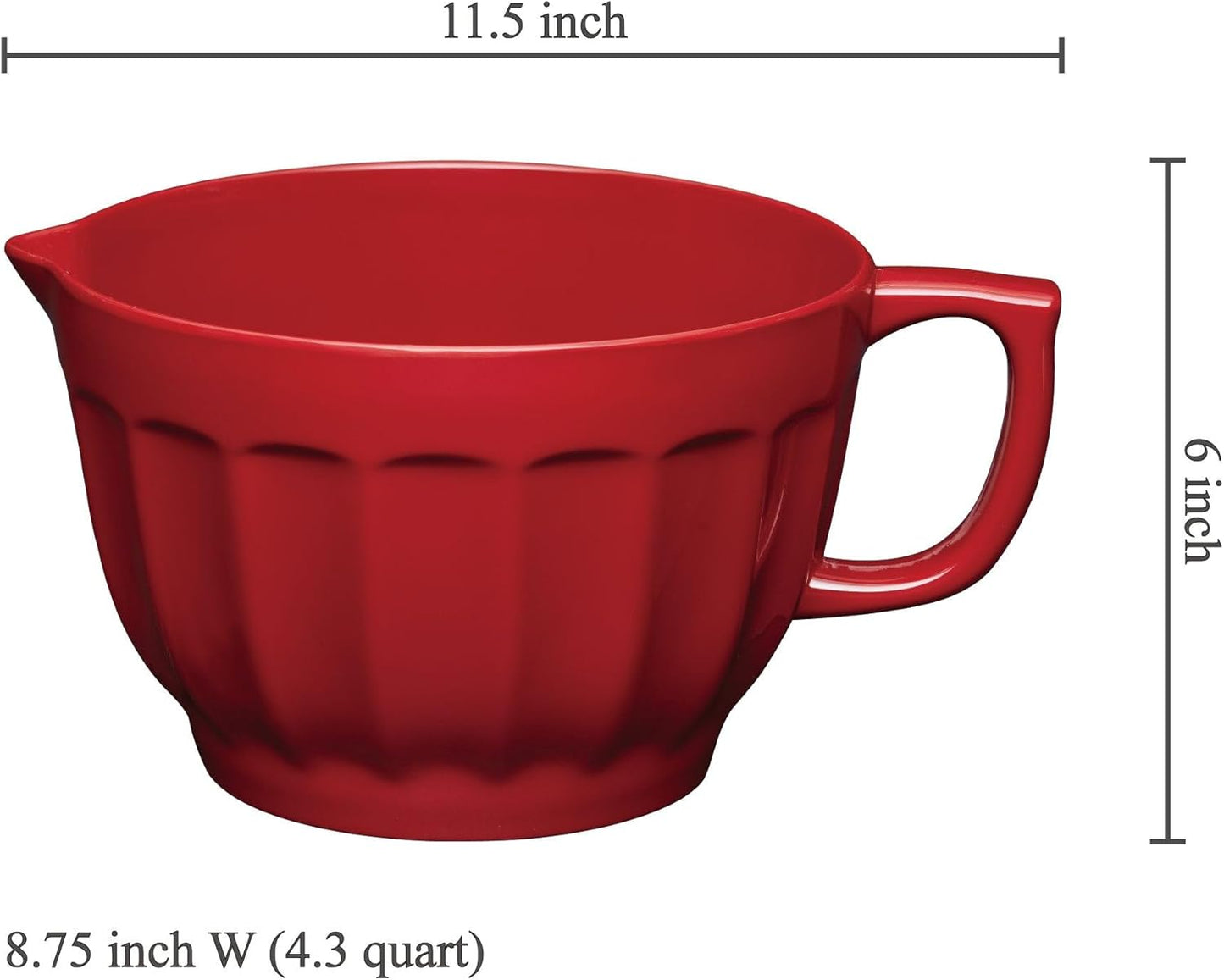 UP 4.3 Quart Latte Style Melamine Batter Bowl with Pour Spout and Handle, Professional Mixing Bowl with Non-Slip Base, Ideal for Pancake and Cake Batter, 11.5 x 8.75 Inch, Mint Blue
