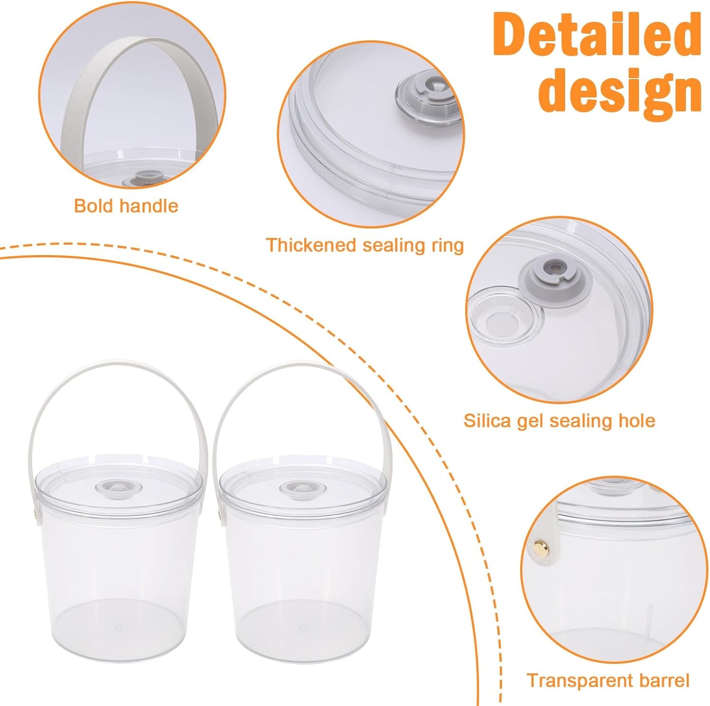Ice Bucket with Airtight Lid, Champagne Bucket with Handle, Plastic Beverage Tub for Parties, Bar Cart Accessories for Wine, Drink, Beer Bottles, Clear