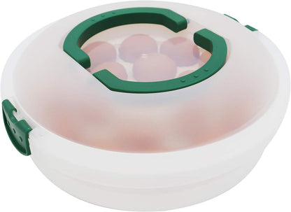 10 Inch Portable Pie Carrier with Lid and Tray 3-In-1 Round Cupcake Container Egg Holder Muffin Tart Cookie Keeper Food (Green)