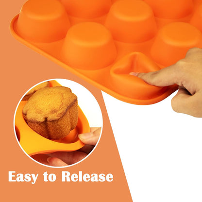 24 Cups Silicone Mini Muffin Pan Set, Nonstick Mini Cupcake Pans, BPA Free Small Muffin Tin for Baking, Set of 2 (Green+Purple)