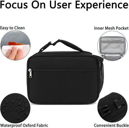 GYEUKHAM Insulated Lunch Box for School, Thermal Reusable Durable Freezable Lunch Bags for Kids Boys Girls Men Women - Small Soft Cooler Portable Lunch Tote Kit for Work Picnic Travel,Black