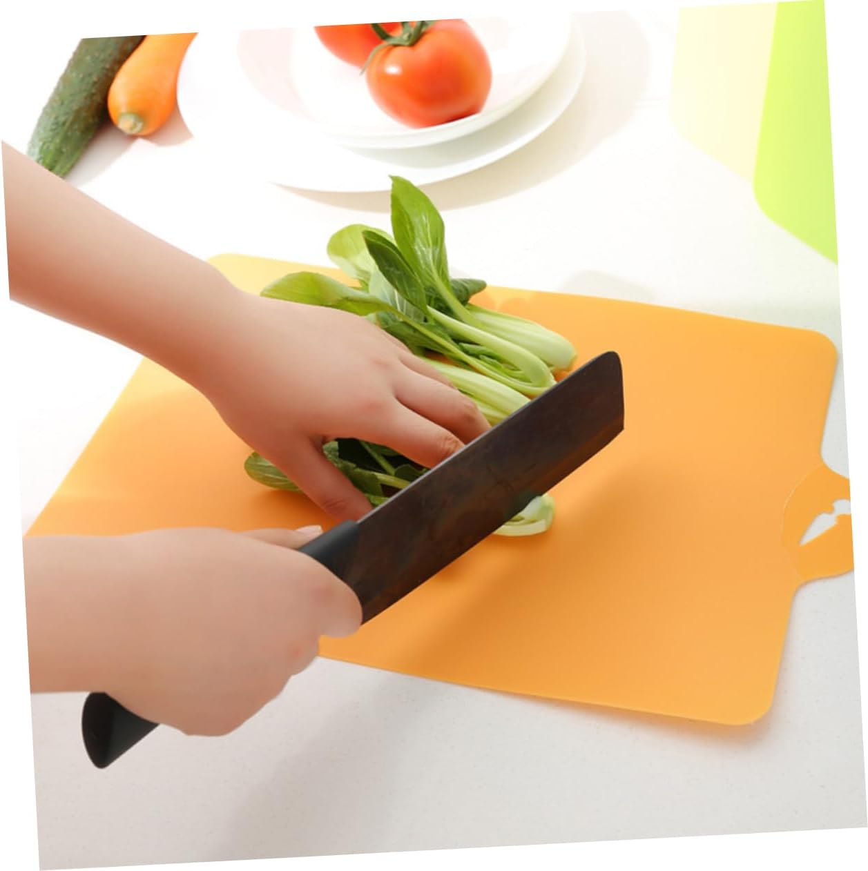 PRETYZOOM 4pcs Flexible Non-slip Chopping Board Kitchen Cutting Mats with Textured Grip for Safe Food Prep of Fruits Vegetables Meat and Fish