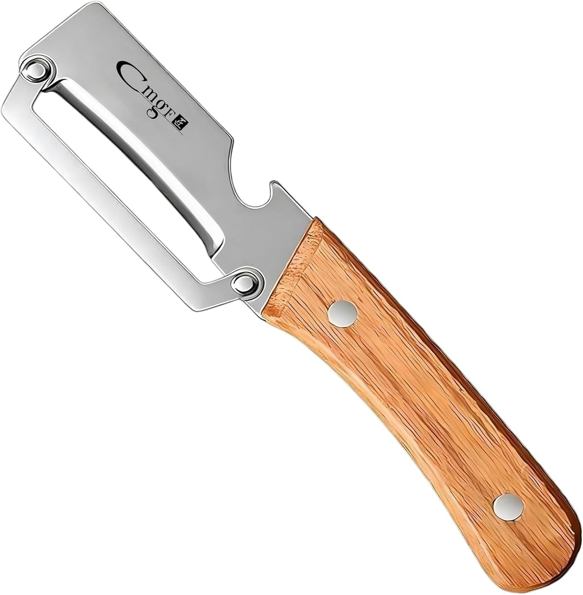 Vegetable Peeler Wooden Handle Sharp Steel Blade with Bottle Opener