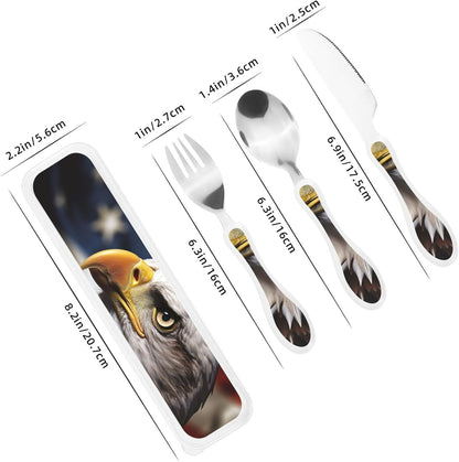 3-Piece Kids Silverware Set With Storage Case, Stainless Steel Reusable Children Safe Knife Spoon Fork Set Butterfly On Beautiful Flower Children Flatware Set For Kids Lunch Box