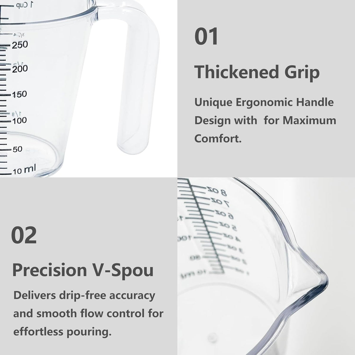 Plastic Measuring Cup with Handle, Pool Chemical Measuring Cup, Plastic Measuring Pitcher for Liquid Mixing, Pouring, Lawn Care, Pet Food, Motor Oil, Laboratory and More (32, Fluid Ounces, 1000ml)