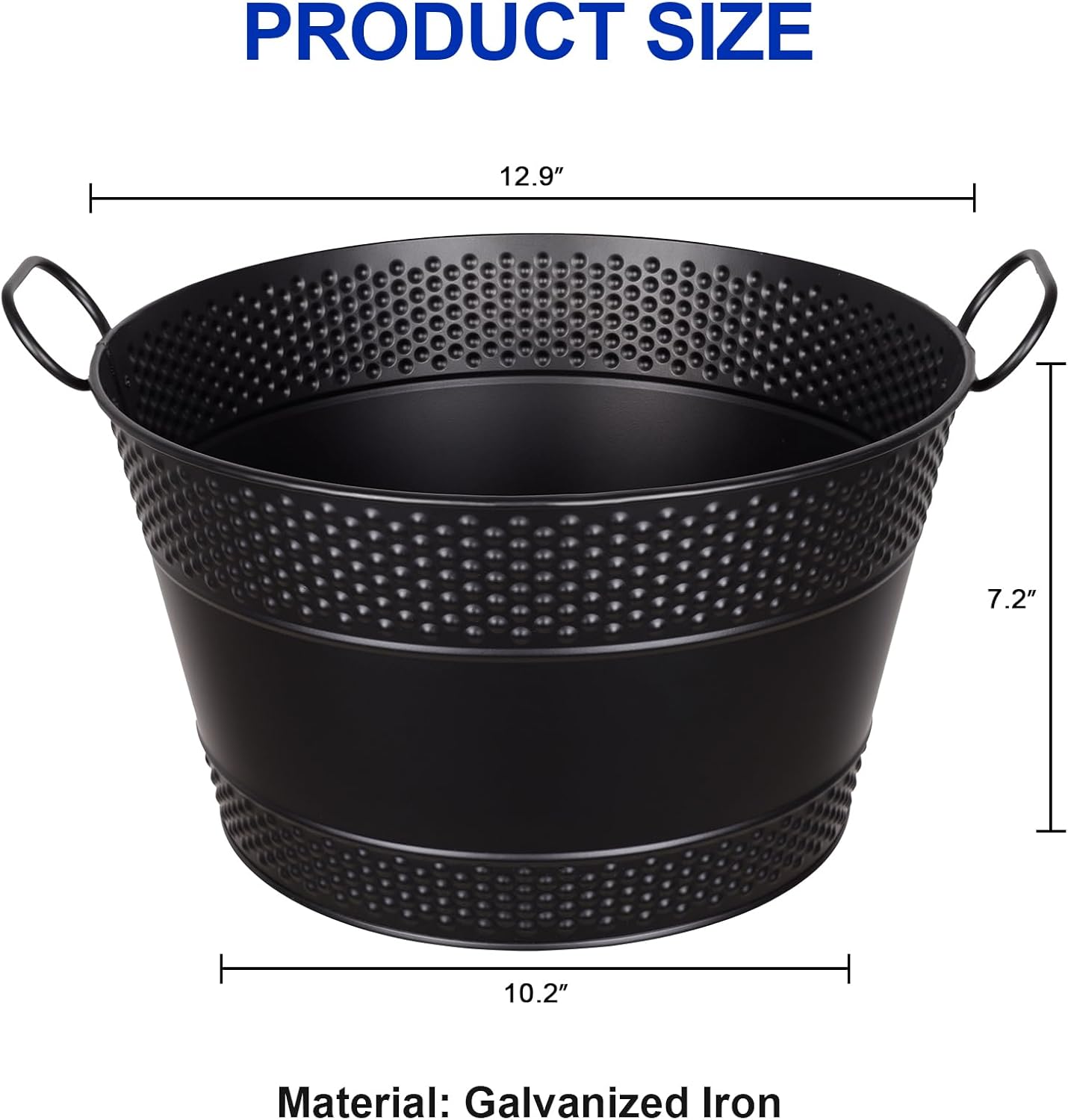2PCS Beverage Tub Large Ice Bucket For Parties, Thick Metal Galvanized Tub Drink Buckets, Beverage Bucket with Handles, Drink Bucket for Indoor & Outdoor Party (Sliver)