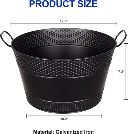 2PCS Beverage Tub Large Ice Bucket For Parties, Thick Metal Galvanized Tub Drink Buckets, Beverage Bucket with Handles, Drink Bucket for Indoor & Outdoor Party (Sliver)