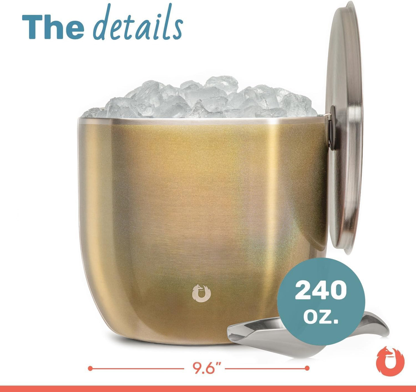 SNOWFOX Plus, Premium Vacuum Insulated Stainless Steel Ice Bucket with Lid/Scoop,Home Bar Accessories,Elegant Bartending Ice Bucket for Parties,Beautiful Outdoor Entertaining Supplies,3L,Natural Teak