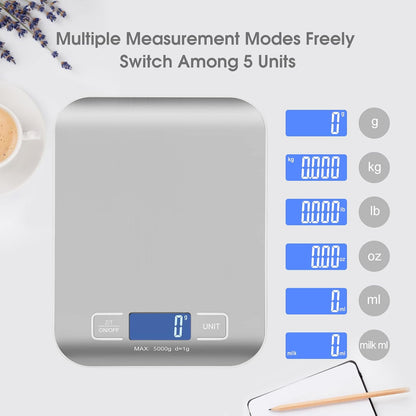 Digital Shipping Scale,Stainless Steel Panel, Accurate Portable Postal Scale for Packages, Small Business,Kitchen, Food, Handmade, Liquids, and Boutique (Rose Gold Battery(5kg/1g))