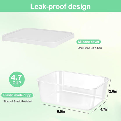Quodac Food Storage Containers 4-Pack, 4.7 Cup Leakproof Lunch Boxes with Silicone Lids, Microwave & Dishwasher Safe, BPA-Free Meal Prep Containers