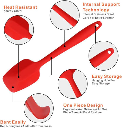 Silicone Spatulas Set, Rubber Spoon Spatula Heat Resistant Spoonula One Piece Design Seamless Spatula Non-Stick Scrapers Baking Mixing Tool (Dark Blue)