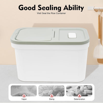 10kg/22Lbs Capacity Large Rice Container Flour Rice Dispenser Airtight Bulk Food Storage Bin with a Measuring Cup Large Storage Container for Food Grain Cereal Soybean Corn