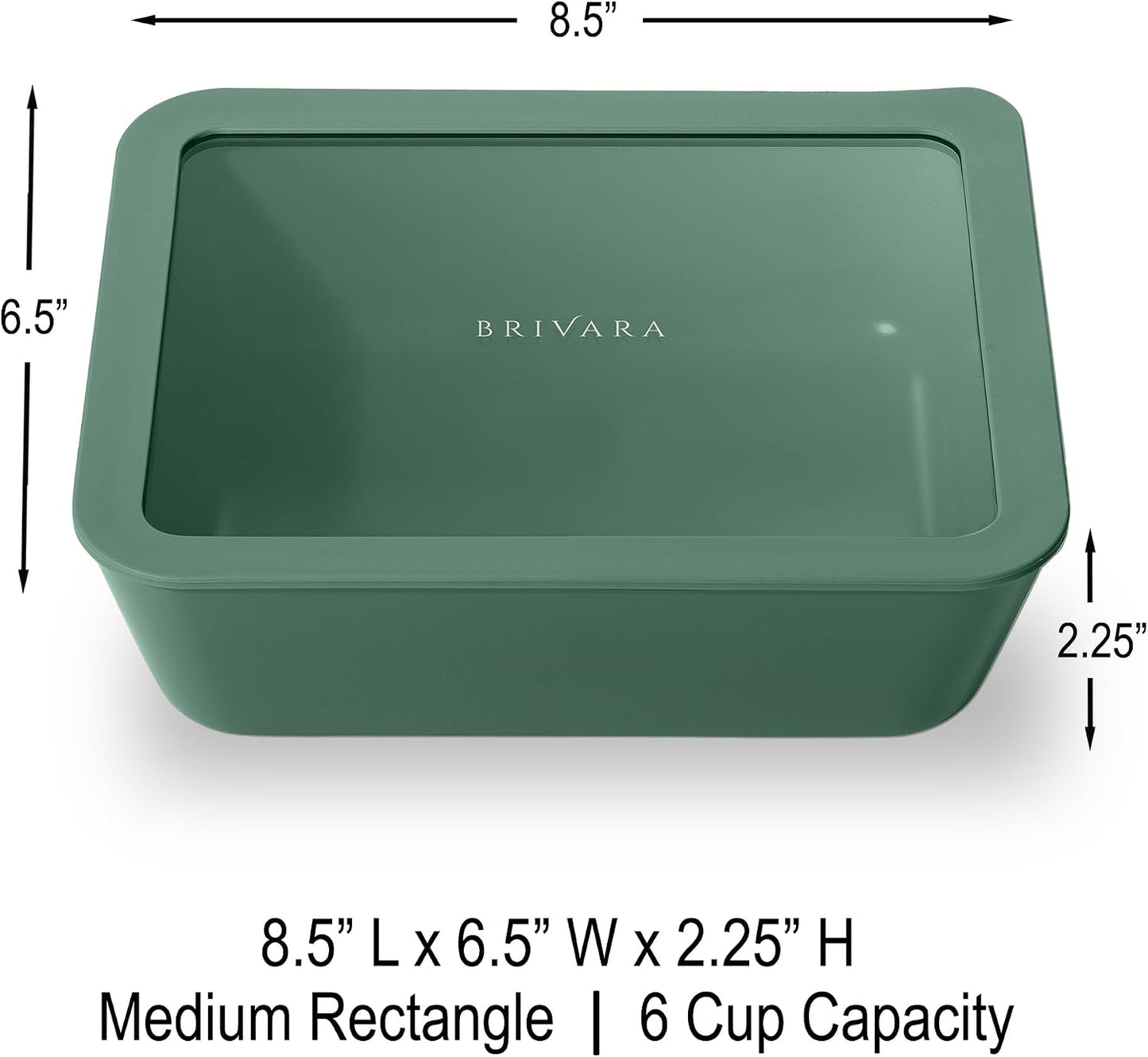 Ceramic Coated Glass Food Storage Container | No PTFE, PFOA, PFAS, and BPA | Reusable Non Toxic Meal Prep Container with Glass Lid | Easy To Store | 3 Cup Rectangle [Onyx]