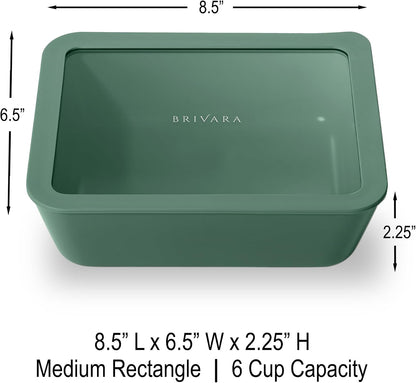 Ceramic Coated Glass Food Storage Container | No PTFE, PFOA, PFAS, and BPA | Reusable Non Toxic Meal Prep Container with Glass Lid | Easy To Store | 3 Cup Rectangle [Onyx]