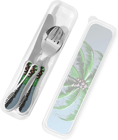 3-Piece Kids Silverware Set With Storage Case, Stainless Steel Reusable Children Safe Knife Spoon Fork Set Grim Reaper Children Flatware Set For Kids Lunch Box