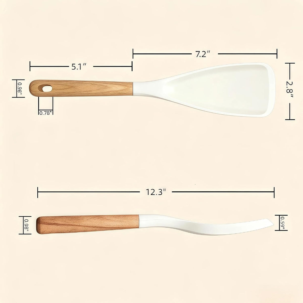 Silicone Cooking Spoon, Heat Resistant 600°F Spoonula for Nonstick Cookware