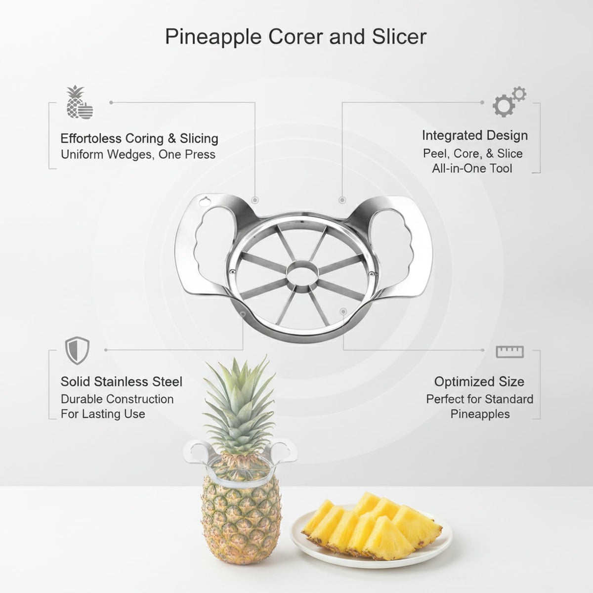 Kitchen Counter Essential: Stainless Steel Pineapple Corer and Slicer for Quick Fruit Prep (1 PC)