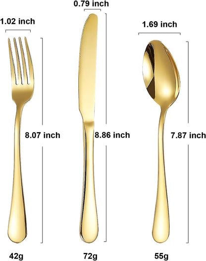 Portable Travel Utensils Set, 18/8 Stainless Steel 3 PCS Cutlery Set Including Knife Fork and Spoon, Reusable Travel Silverware Set with Case for Lunch Box Camping School Office