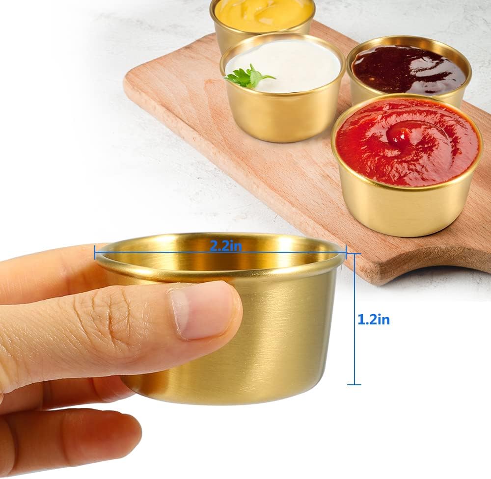 Ramekin Sauce Dipping Bowl Mini Sauce Cups Pudding Condiment Cups for Home Party Stainless Steel (Sliver 12 Pack 50ml)