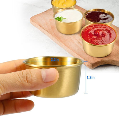 Ramekin Sauce Dipping Bowl Mini Sauce Cups Pudding Condiment Cups for Home Party Stainless Steel (Sliver 12 Pack 50ml)