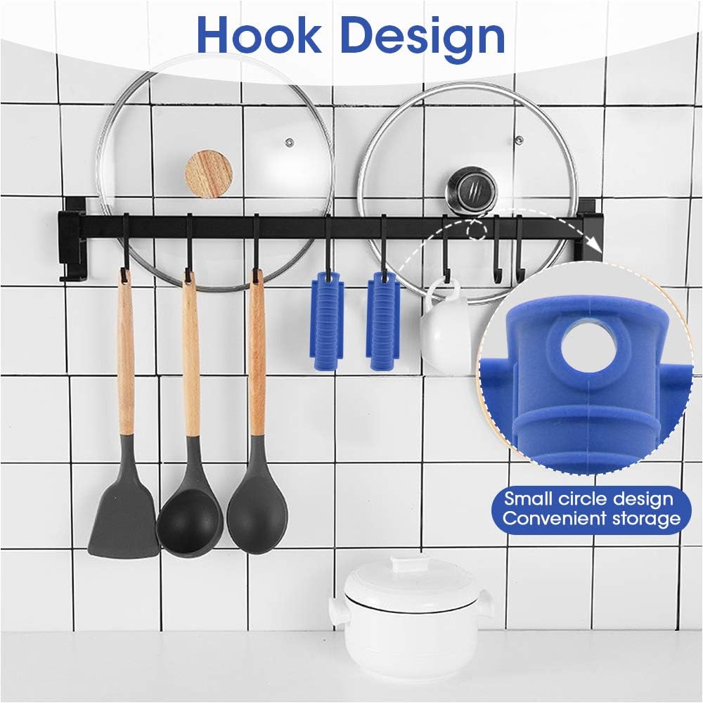 Silicone Assist Hot Pan Handle Holder Hot Skillet Handle Covers Pot Holder Sleeve Cast Iron Skillets Nonslip Heat Resistant for Enameled Griddles Casserole Frying Pans Cookware(4PACK/Black)