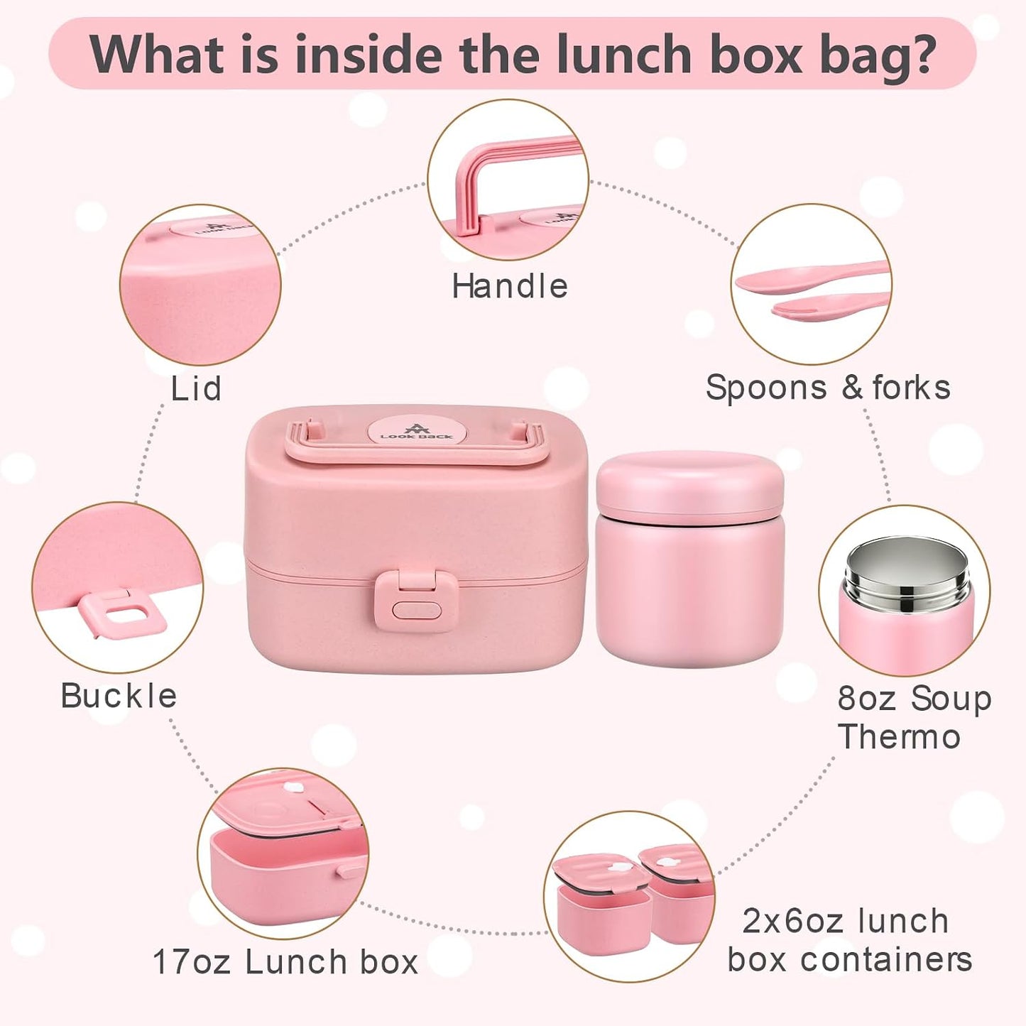 Bento Lunch Box for Kids with 8oz Soup Thermo,2 Leak-Proof Food Containers, a Lunch Bag, Kids Thermo Insulated Hot Food Jar for School, Travel-Green