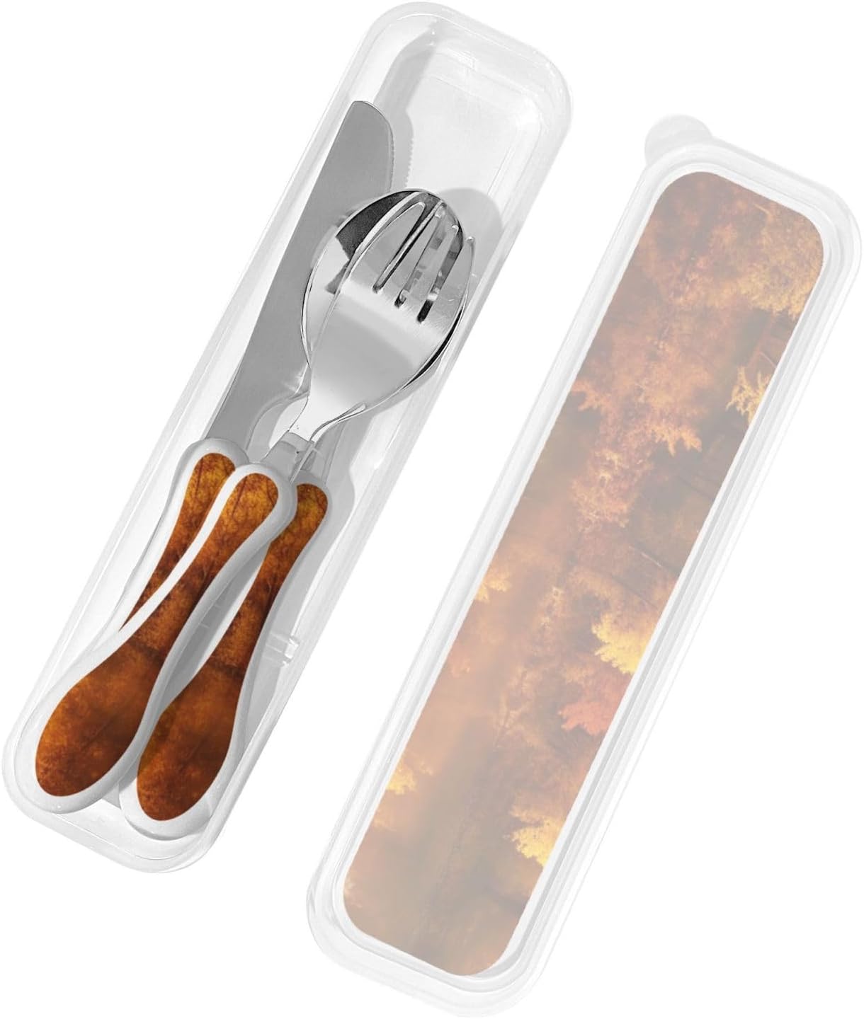 3-Piece Kids Silverware Set With Storage Case, Stainless Steel Reusable Children Safe Knife Spoon Fork Set Cartoon Cute Penguin Children Flatware Set For Kids Lunch Box