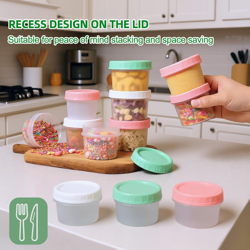 6 Pack 10oz Food Storage Containers, Plastic Containers with Twist Top Lid, Reusable Dishwasher Freezer Safe Airtight, Takeout Container - Ideal for Soup and More