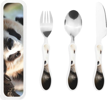 3-Piece Kids Silverware Set With Storage Case, Stainless Steel Reusable Children Safe Knife Spoon Fork Set Colorful Abstract Dragonfly Children Flatware Set For Kids Lunch Box
