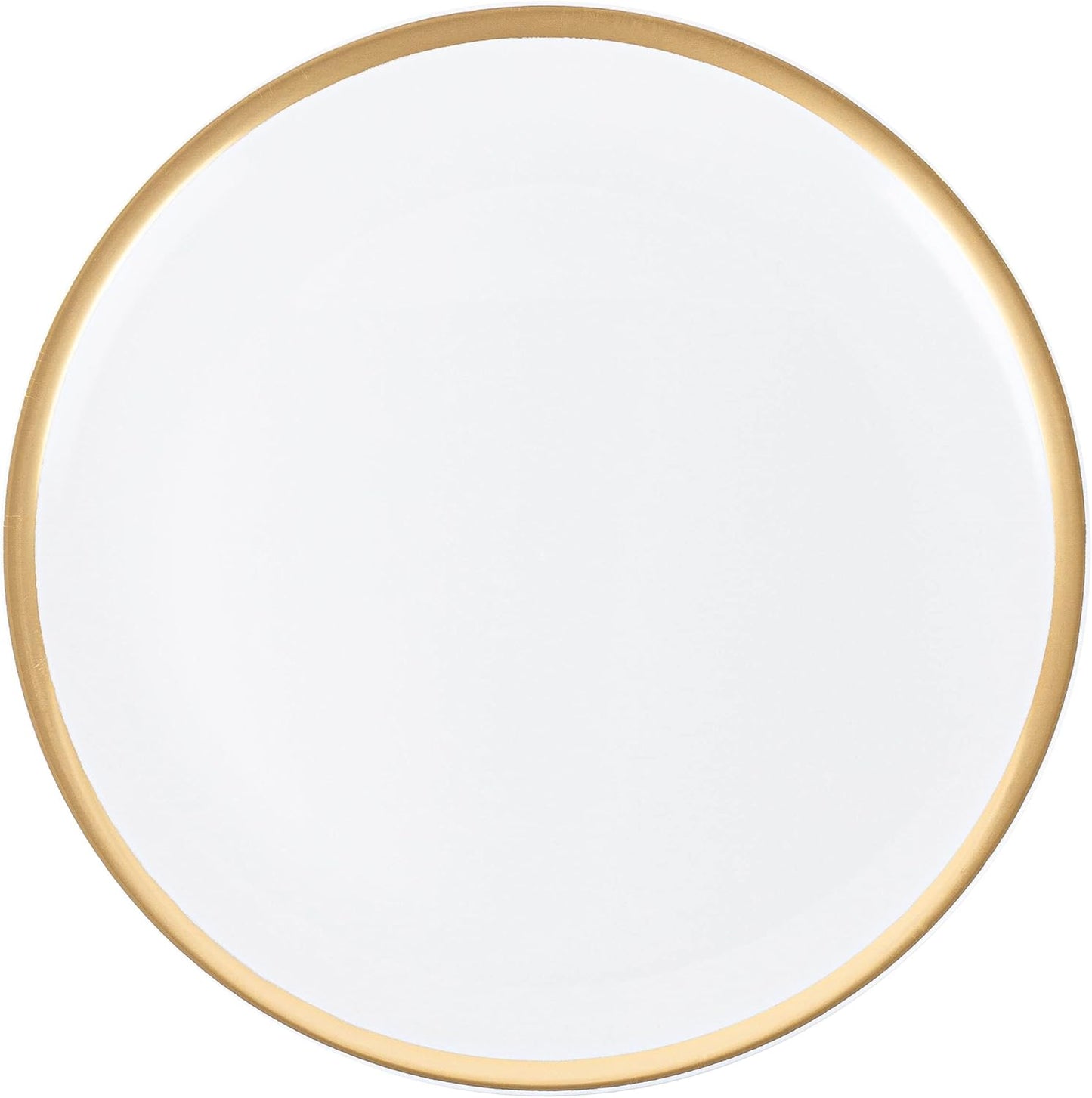 Plasticpro Plastic Serving Trays - Round Serving Platters with Gold Rim 14X14 Disposable Party DishPack of 2