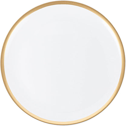 Plasticpro Plastic Serving Trays - Round Serving Platters with Gold Rim 14X14 Disposable Party DishPack of 2