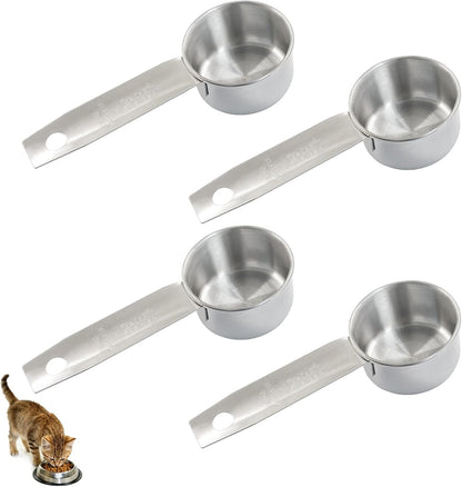 4 PCS 1/4 Cup Stainless Steel Pet Food & Measuring Scoop