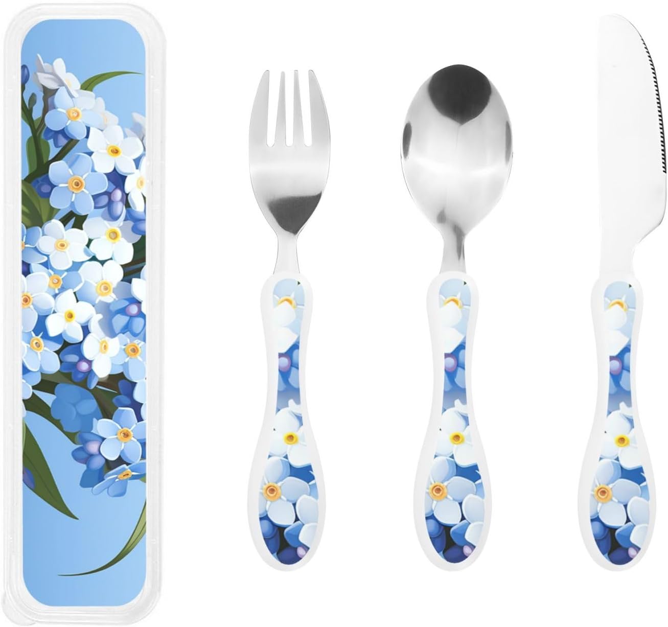 Stainless Steel Kids Silverware Set, Do Not Forget Me Utensil Set Reusable Children Safe Knife Spoon Fork Set With Storage Case Dishwasher Safe For Lunch, Travel Outdoors