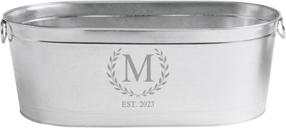 Let's Make Memories Personalized Beverage Tub - Custom Beverage Tub - Customize With Name & initial - Galvanized Drink Tub - 20 ¾"L x 11 ¾"W x 7" H - 5.5 Gallons