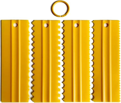 Cake Scrapers Set Decorating Comb and Icing Smoother, Plastic Sawtooth Scraper Polisher Butter Mousse Cream Cake Edge DIY Tool -8 Design Textures (White)
