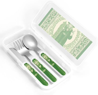 3-Piece Kids Silverware Set, Stainless Steel Reusable Children Safe Knife Spoon Fork Set With Storage Case Irish Blessing St Patrick'S Day Children Flatware Set For Kids Lunch Box