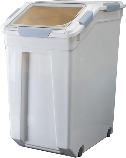 HANAMYA 33 Liter / 50 lbs Rice Storage Container with Measuring Cup, BPA free, For Rice | Grain | Pet Food | Flour, 2 count, White