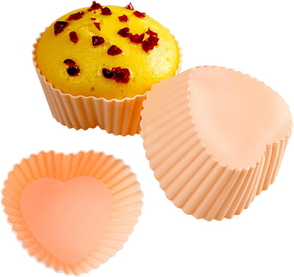 12er Pack Silicone Cupcake Molds,Reusable Baking Cups Molds Washable for Oven Microwave Dishwasher (Flower shape)