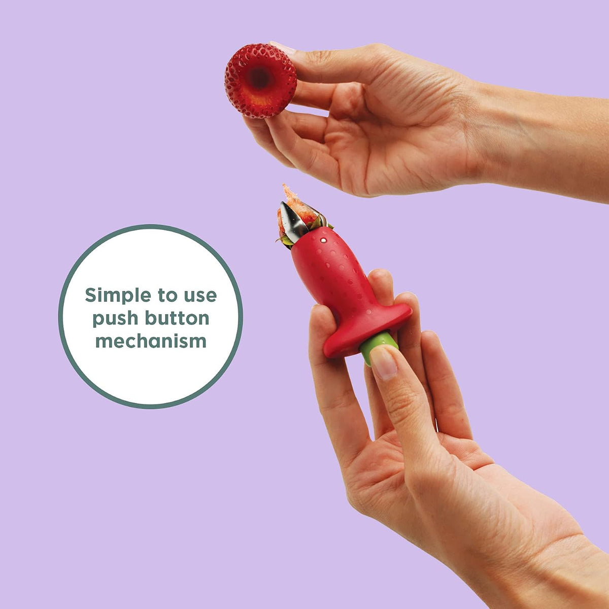 Chef'n Original Stem Gem Strawberry Huller, Red/Green - 102-138-005