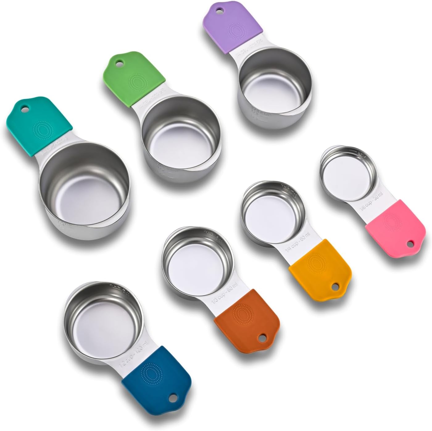 EDELIN Magnetic Measuring Cups and Spoons Set, Stainless Steel 7 cup and 7 spoon with 1 Leveler, 18/8 304 stainless steel (Black 15 sets)