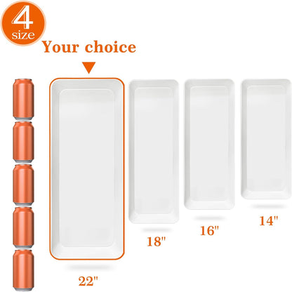Serving Tray Platter Rectangle, 4 Pcs Long Narrow Food Tray for Veggie Fruit Snack Dessert, Plastic White Food Trays for Party Supplies Display, Rectangular Platters for Serving Food, BPA Free