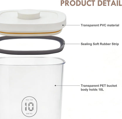 LEAWALK 10Lbs/10.57Qt Airtight Dog Cat Food Storage Container and Dog Treat Containers BPA-Free, PET Clear Stackable Pet Storage Bin, Pop Top, 1-Cup Scoop for Pet Food/Rice/Flour/Bread/Grains